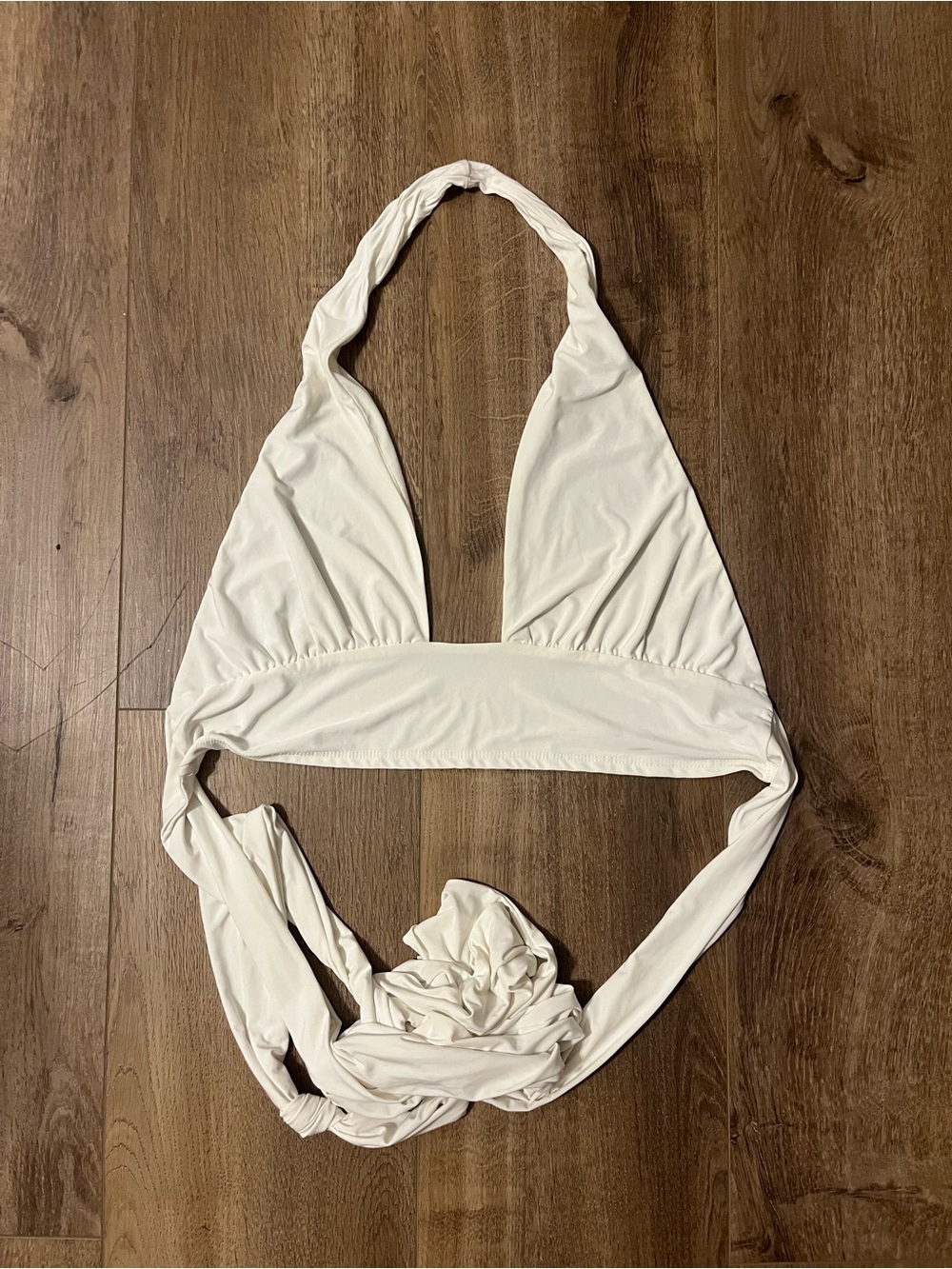 White Halter Bikini Top - Classic Halter Style size large open